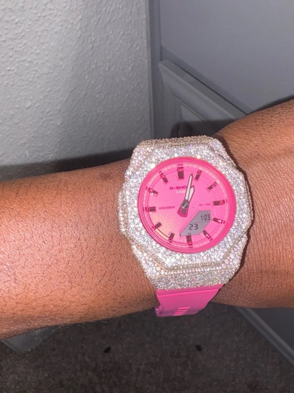 Pink Crystal Bezel Watch
